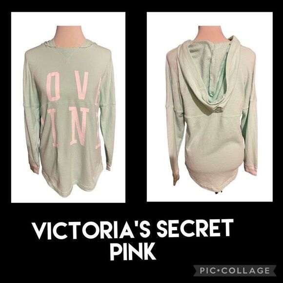 PINK Victoria's Secret Tops - Victoria’s Secret PINK Light Green Hoodie XS-NWOT